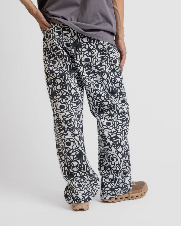 【NONCODE】TUNT ARTWORK PRINTED PANTS Arte Antwerp Flowers Allover Print Pants | AW24-044P-BLK